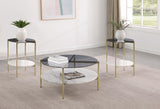 Jonelle Round Coffee and End Table Set Gold