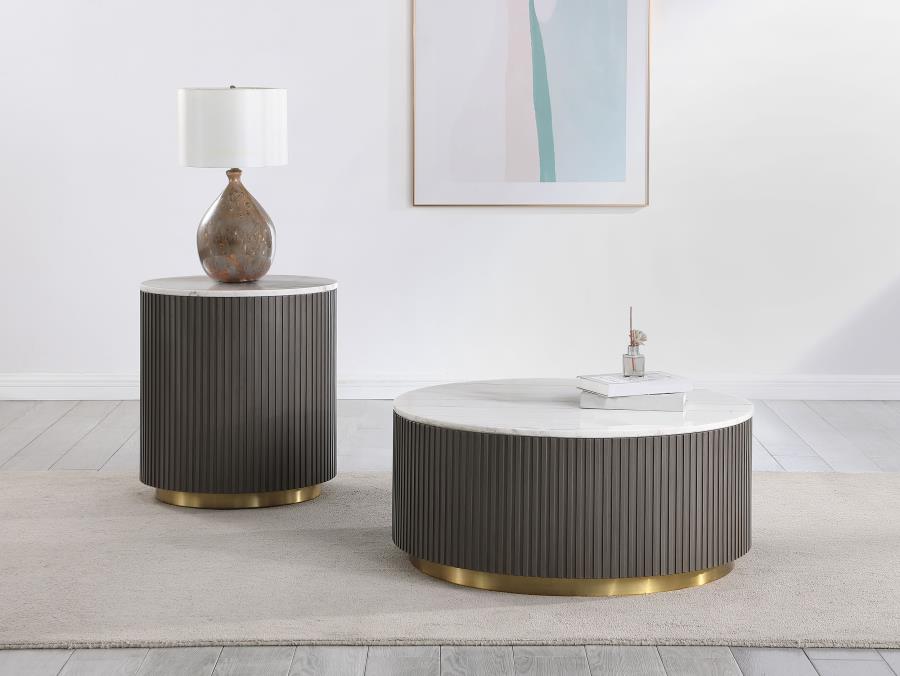 Jason Round Marble Coffee and End Table Set