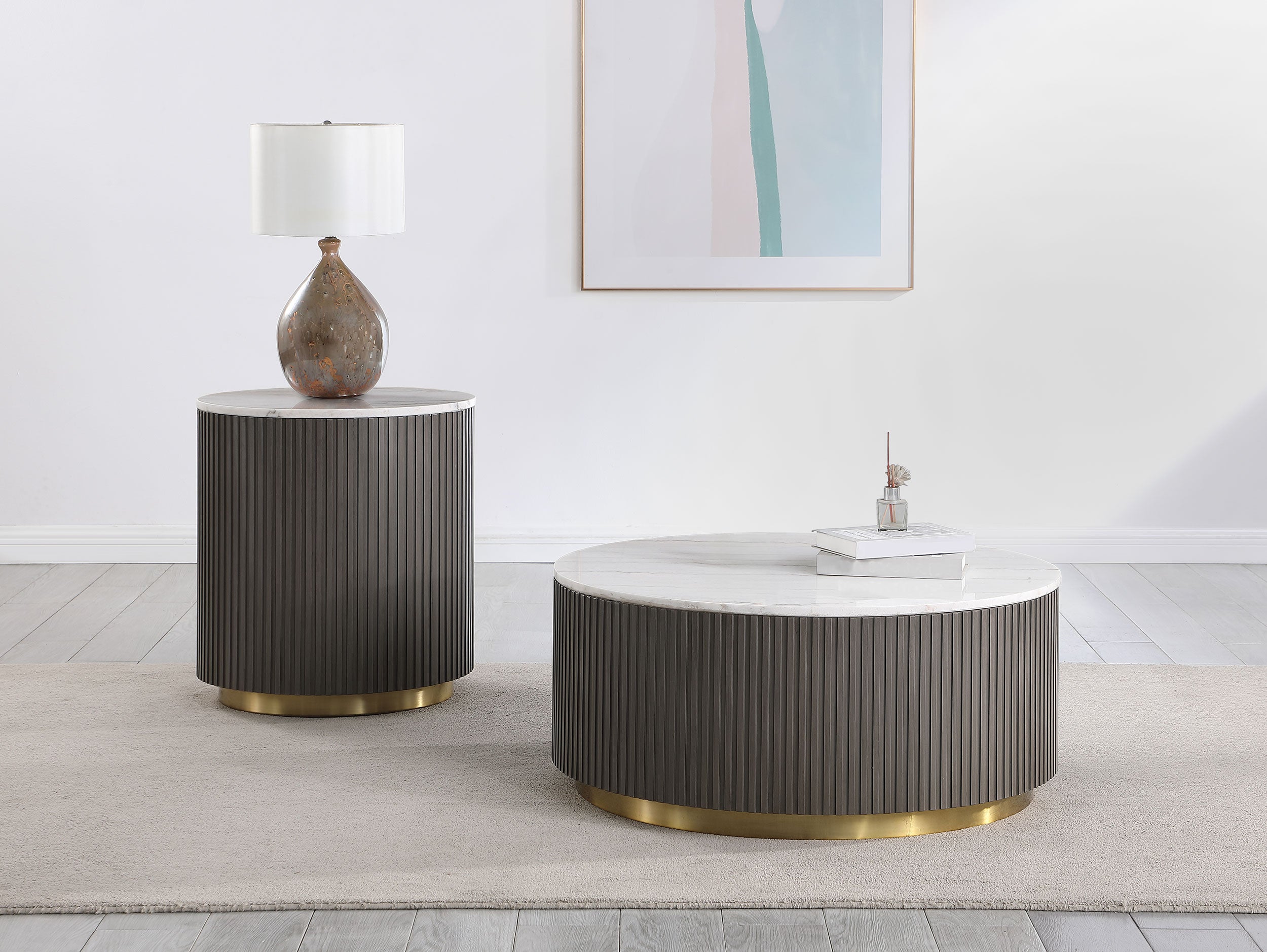 Jason Round Marble Coffee and End Table Set