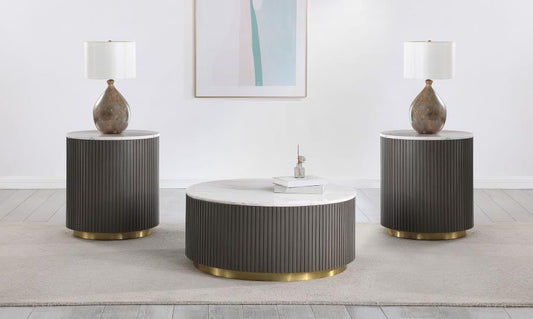 Jason Round Marble Coffee and End Table Set