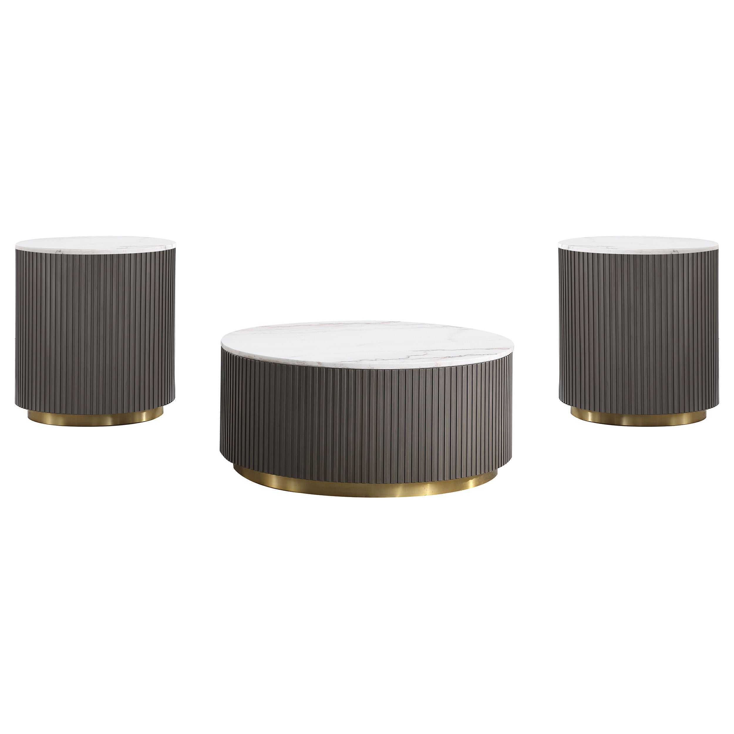Jason Round Marble Coffee and End Table Set
