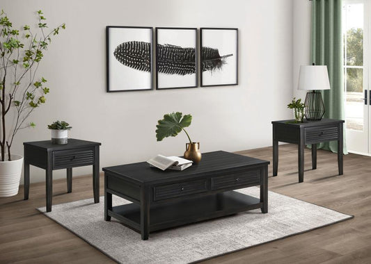 Concord Coffee and End Table Set Distressed Java