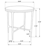 Hermas Round Genuine Marble Top Metal End Side Table White