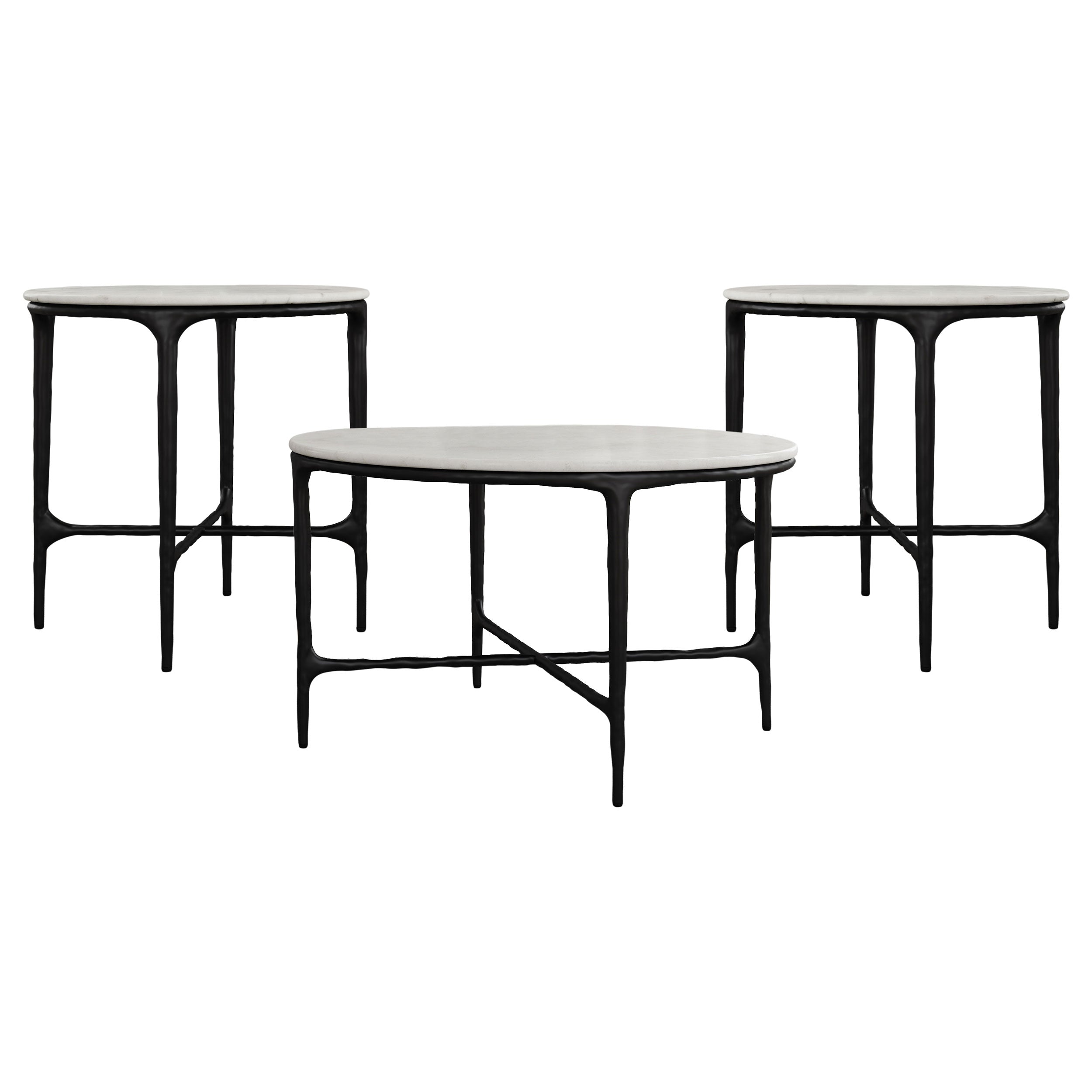 Hermas Round Marble Coffee and End Table Set