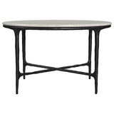 Hermas Round Genuine Marble Top Metal Coffee Table White