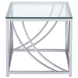 Lille Square Glass Top Side End Table Chrome