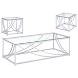 Lille Glass Top Coffee And End Table Set Chrome
