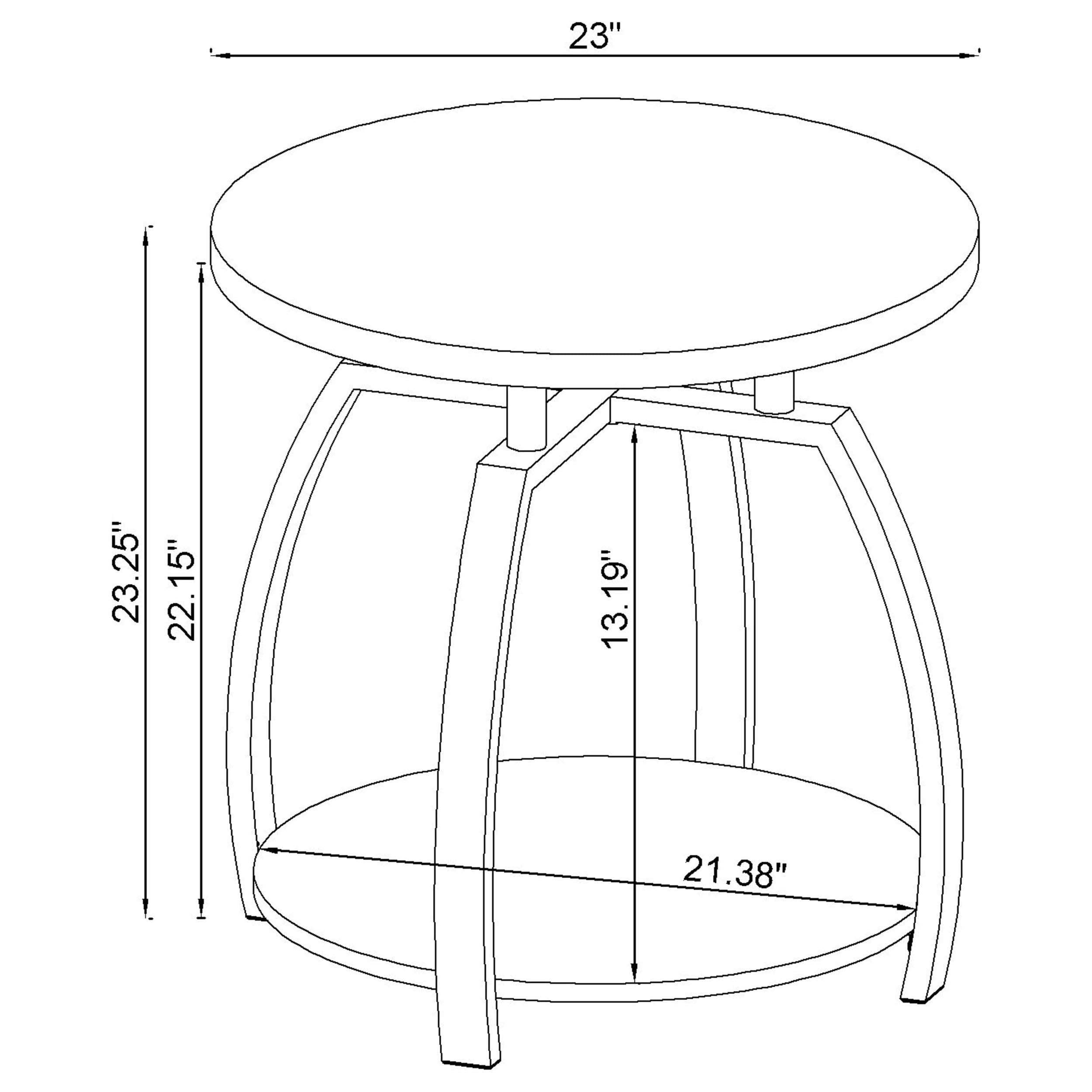 Dacre Round Coffee and End Table Set Dark Charcoal