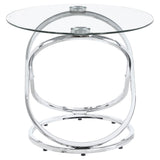 Warren 3-piece Oval Glass Top Coffee Table Set Chrome