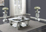 Amalia Mirrored Coffee and End Table Set Silver