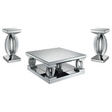 Amalia Mirrored Coffee and End Table Set Silver