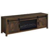 Enfield 71-inch TV Stand Fireplace Media Console Dark Pine