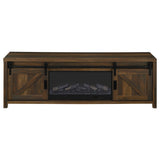 Enfield 71-inch TV Stand Fireplace Media Console Dark Pine