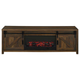 Enfield 71-inch TV Stand Fireplace Media Console Dark Pine