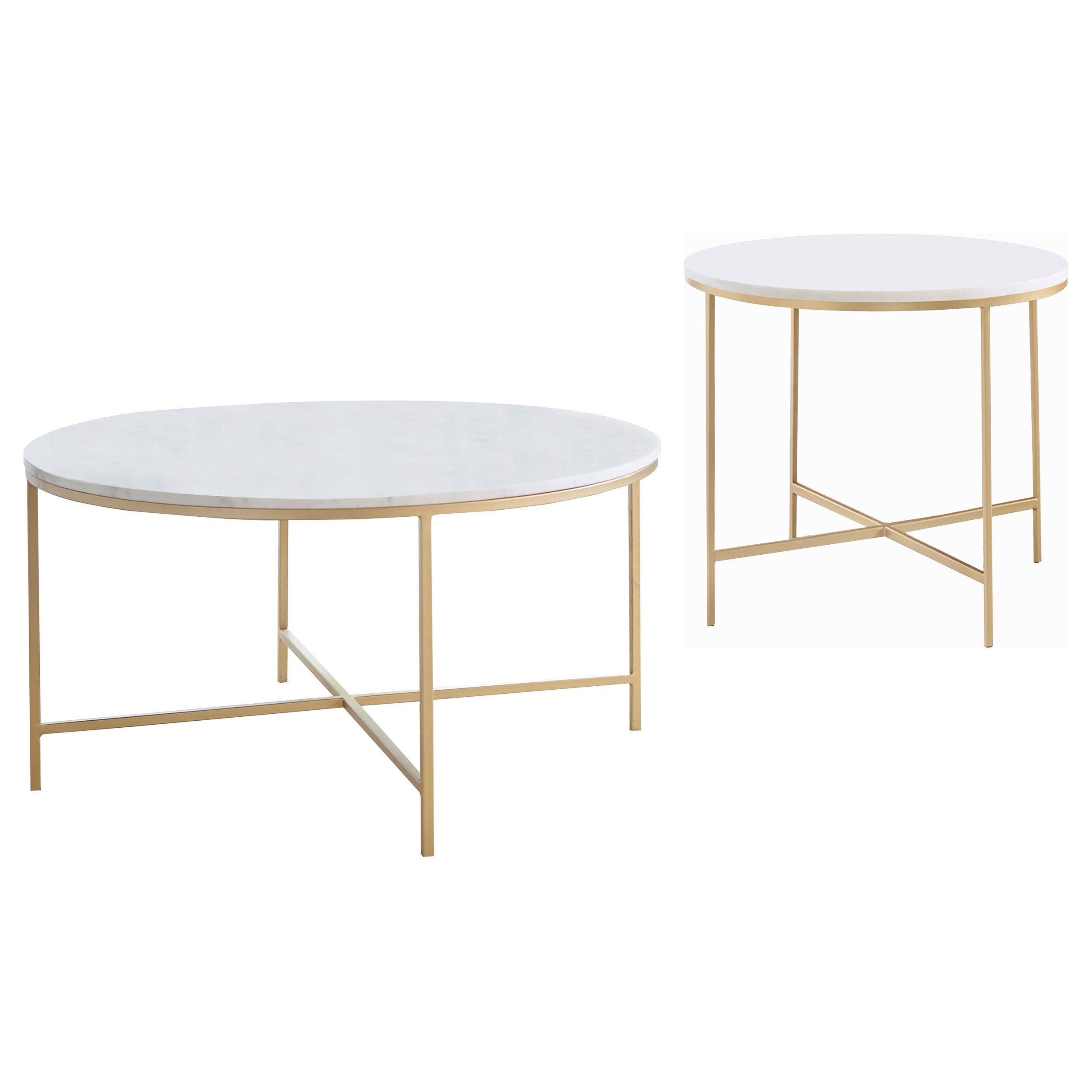 Ellison Round Marble Coffee and End Table Set