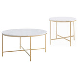 Ellison Round Marble Coffee and End Table Set