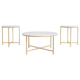 Ellison Round Marble Coffee and End Table Set
