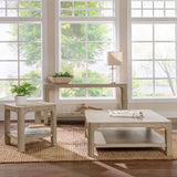 Solano Square Wood Side End Table with Shelf Weathered Mango