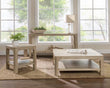 Solano Square Wood Side End Table with Shelf Weathered Mango