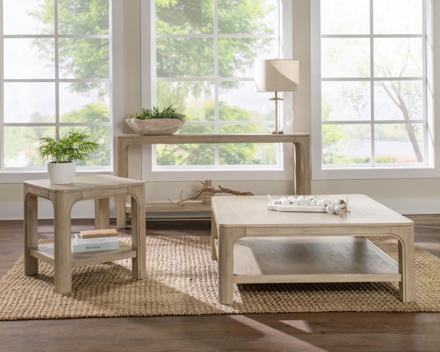 Solano Square Wood Cocktail Coffee Table Weathered Mango