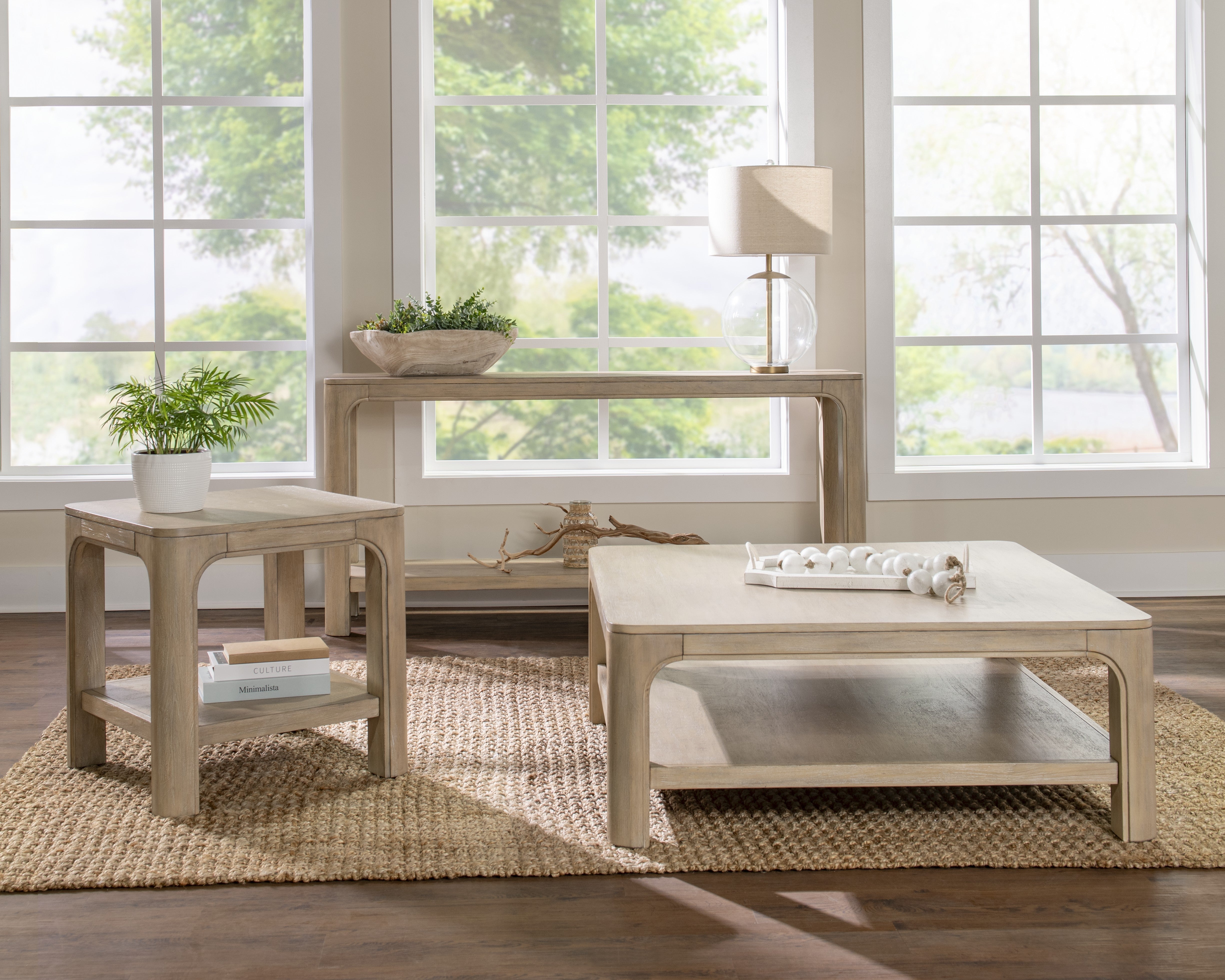 Solano Square Coffee Table Set Weathered Mango