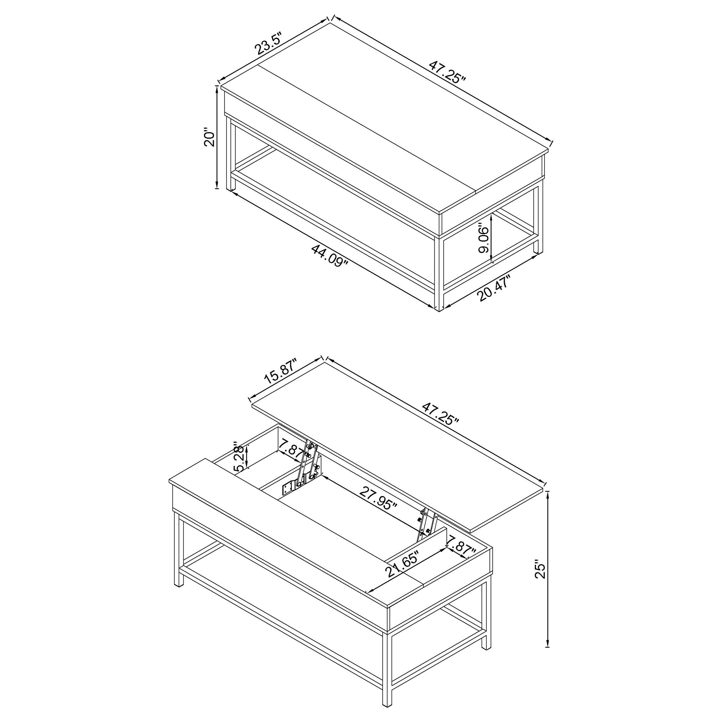 Byers Lift Top Coffee and End Table Set Brown Oak