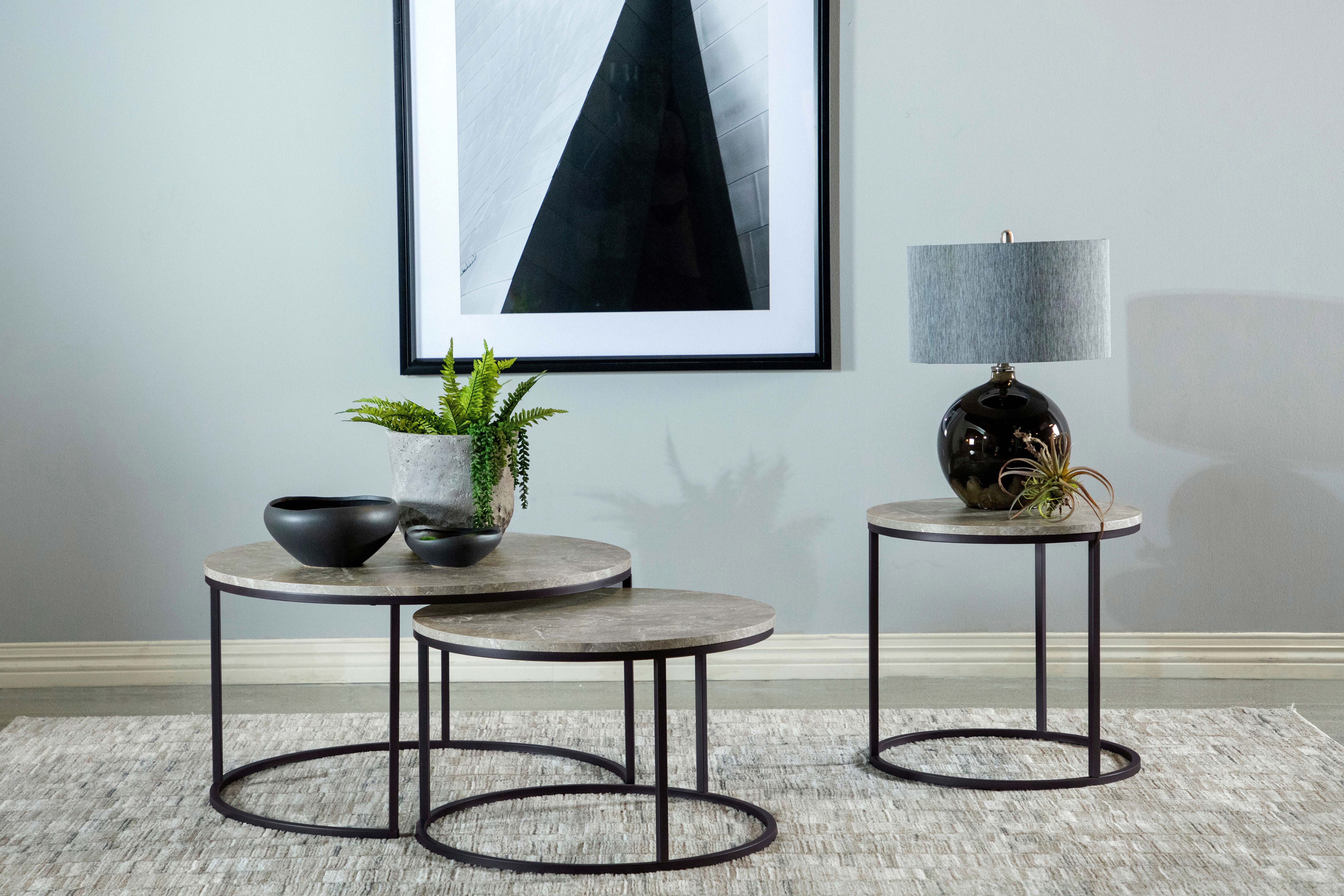 Lainey Round Faux Marble Nesting Coffee Table