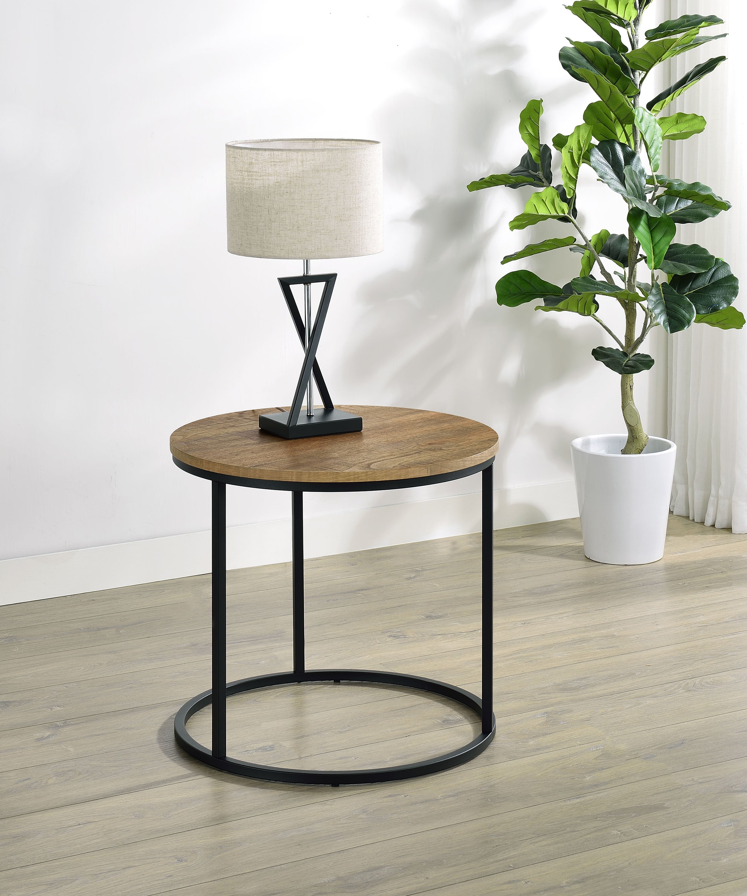 Lainey Round Faux Marble Side End Table