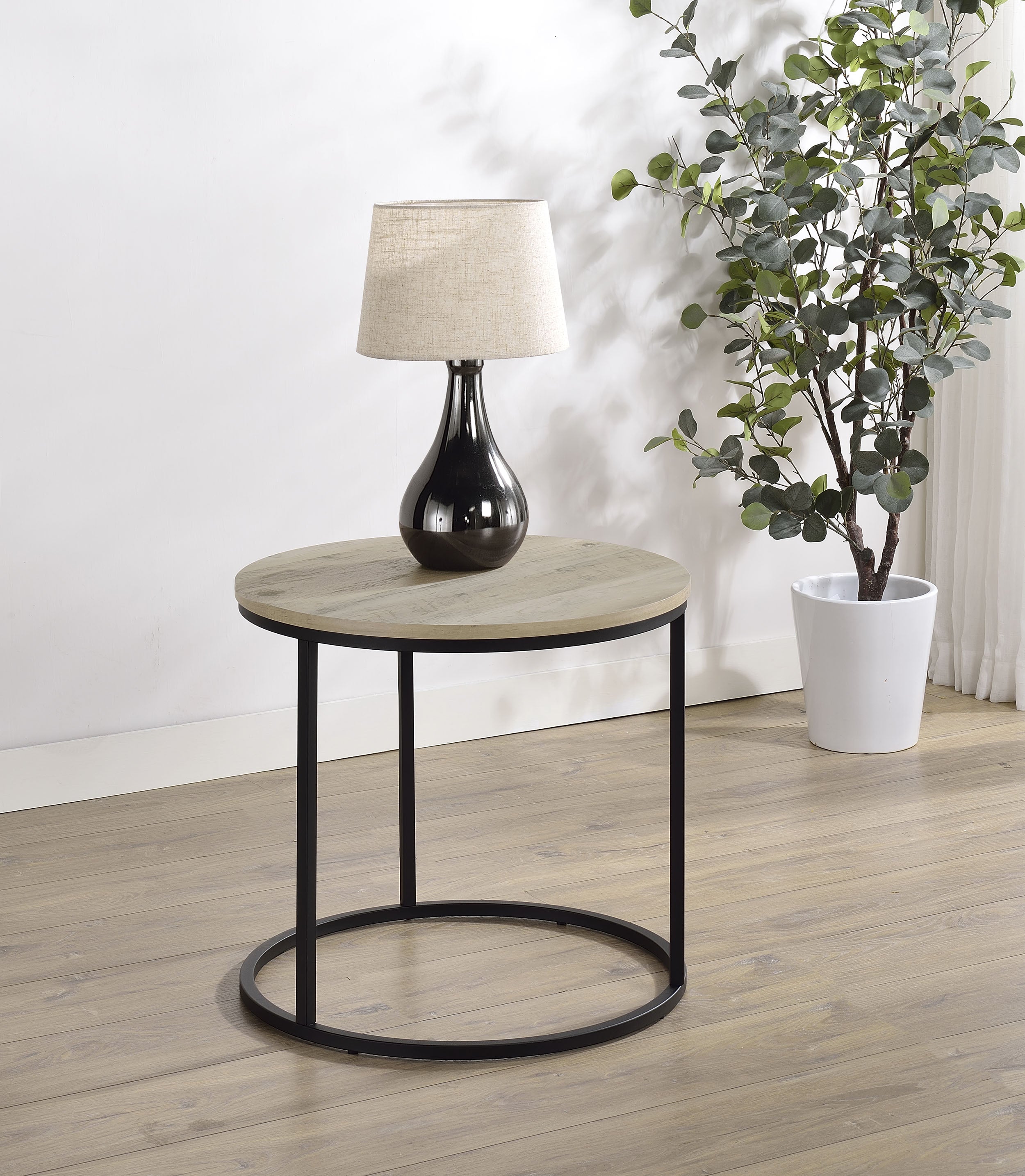 Lainey Round Faux Marble Side End Table