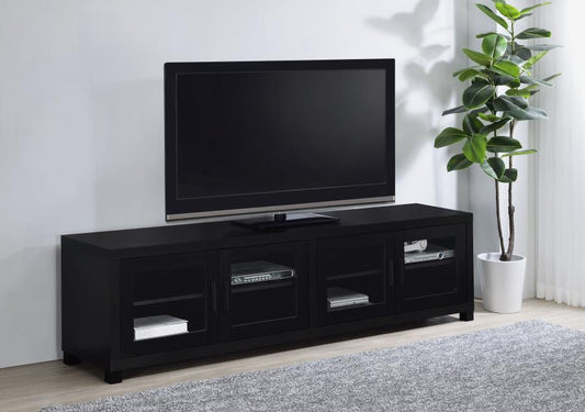 Jupiter 4-door Engineered Wood 79-inch TV Stand Black