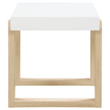 Pala Rectangular End Table White High Gloss and Natural