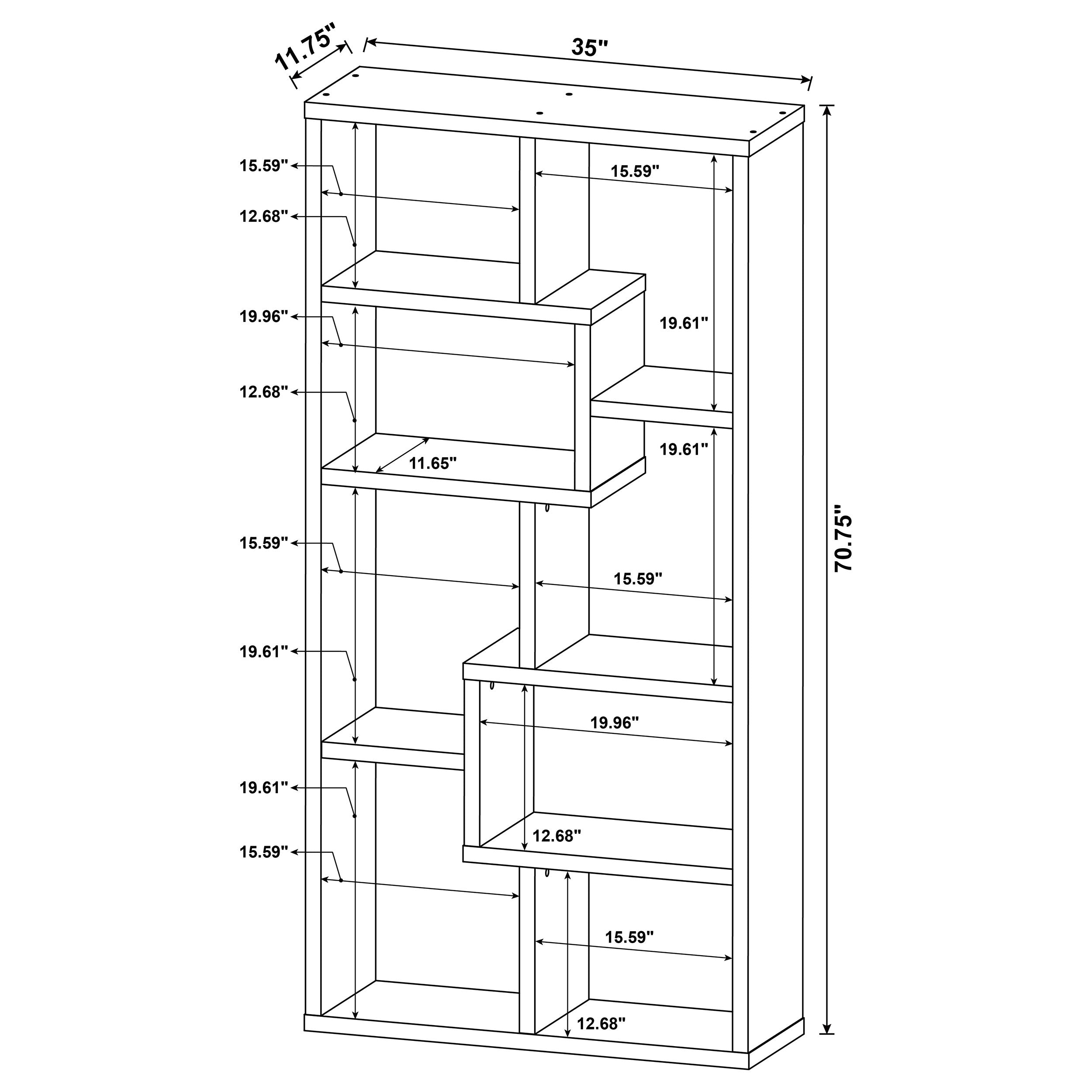 Theo 71-inch 6-shelf Bookshelf