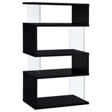 Emelle 63-inch 4-shelf Glass Panel Bookshelf