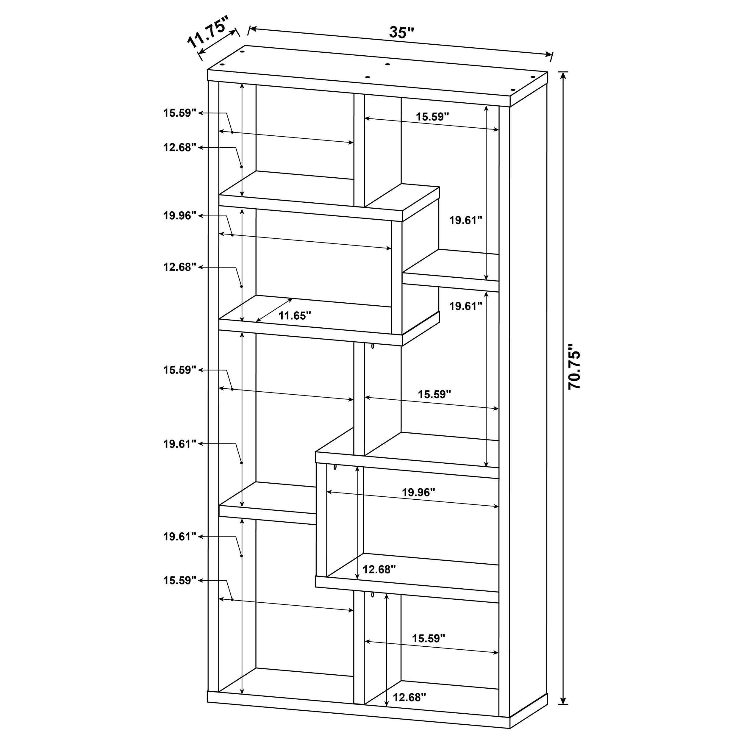 Theo 71-inch 6-shelf Bookshelf