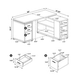 Yvette 60-inch 3-drawer L-Shape Computer Desk