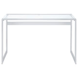Hartford 47-inch Glass Top Writing Desk Chrome