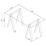 Amaturo 59-inch Glass Top Acrylic Writing Desk Clear