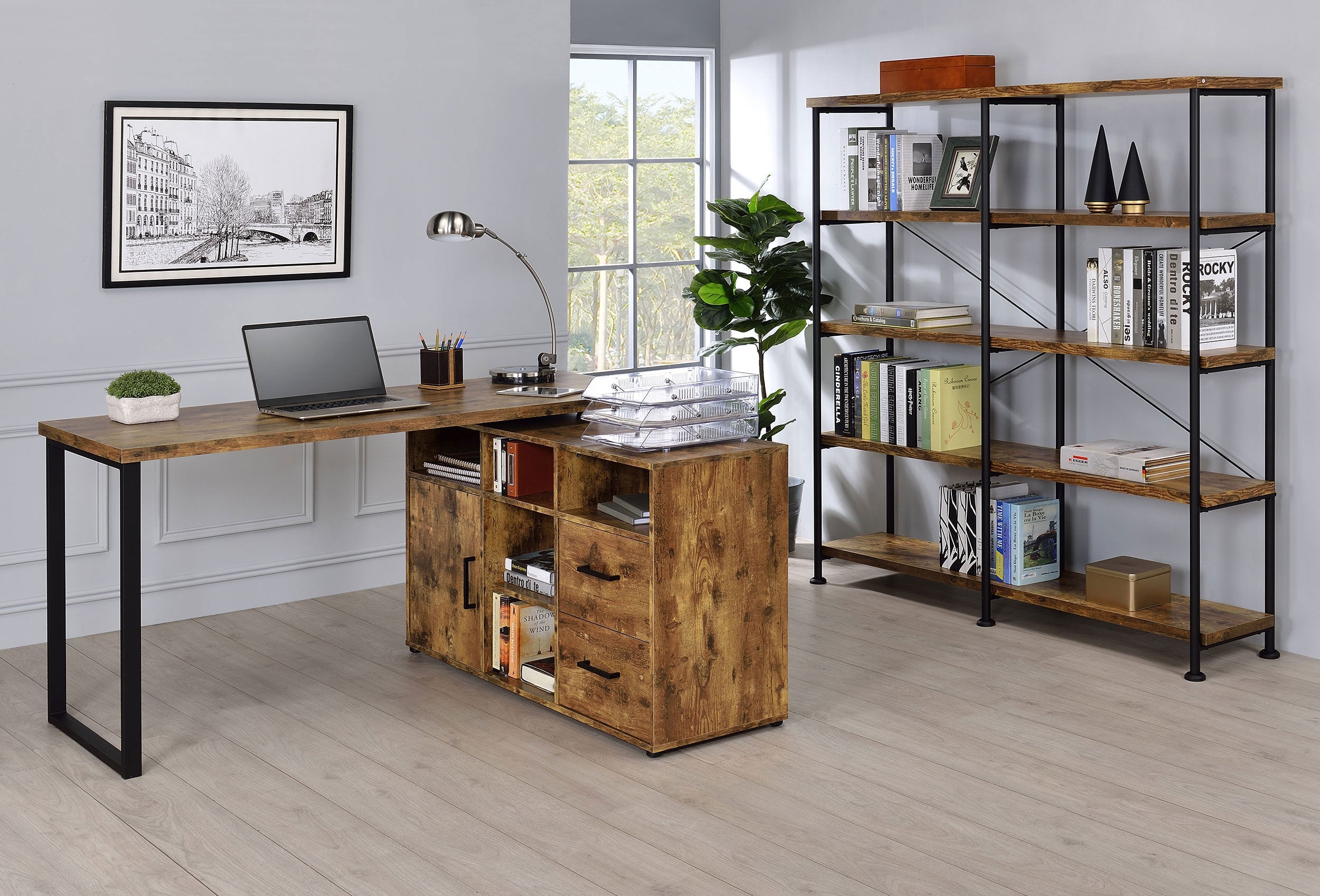 Analiese 63-inch 4-shelf Double Bookshelf