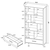 Dylan 68-inch 4-shelf Storage Bookshelf High Gloss