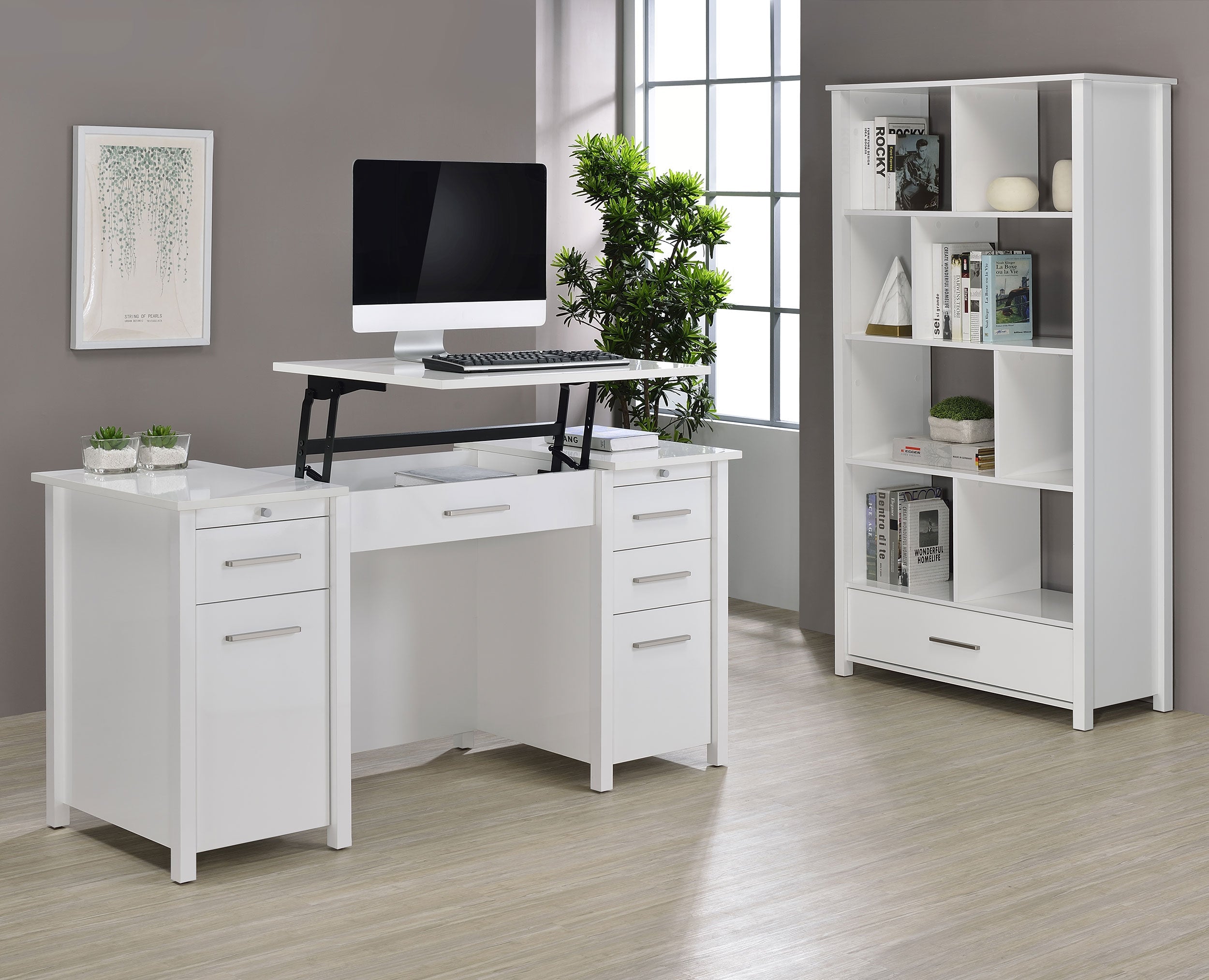 Dylan 68-inch 4-shelf Storage Bookshelf High Gloss