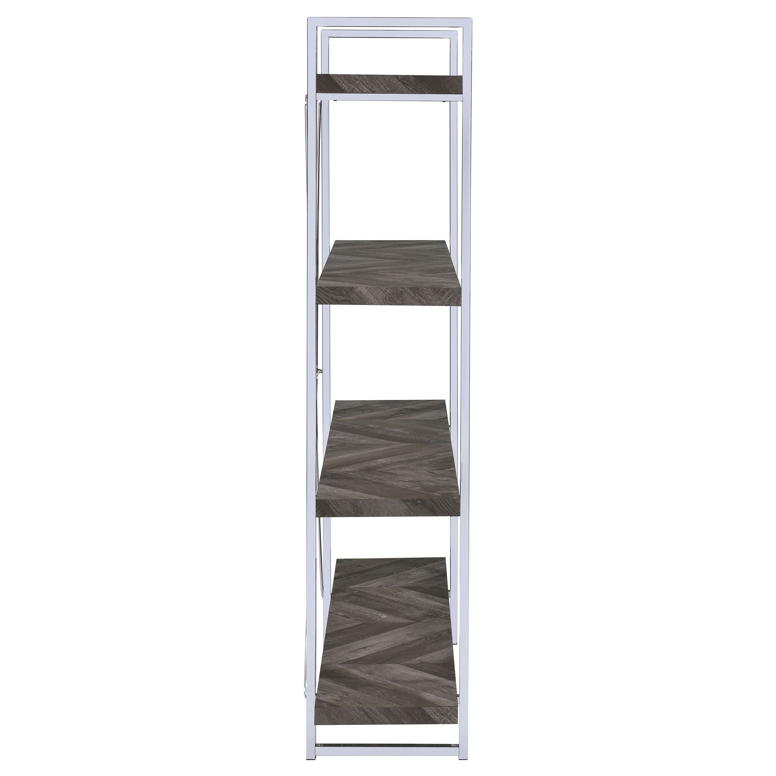 Grimma 63-inch 4-shelf Bookshelf Rustic Grey and Chrome