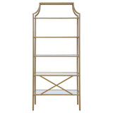Serena 70-inch 5-shelf Glass Bookshelf Gold