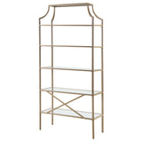 Serena 70-inch 5-shelf Glass Bookshelf Gold
