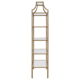 Serena 70-inch 5-shelf Glass Bookshelf Gold