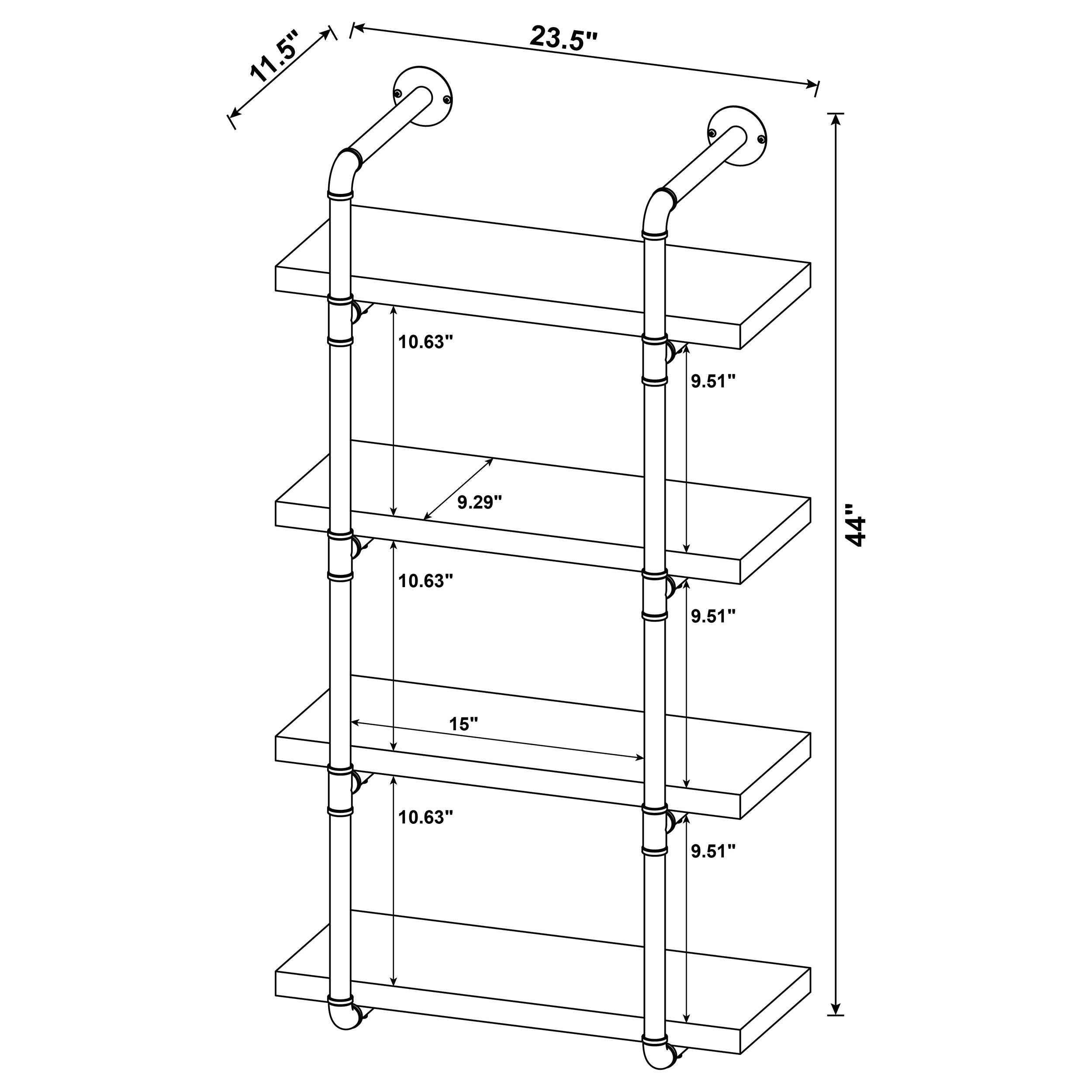 Elmcrest 24-inch 4-shelf Wall Bookshelf