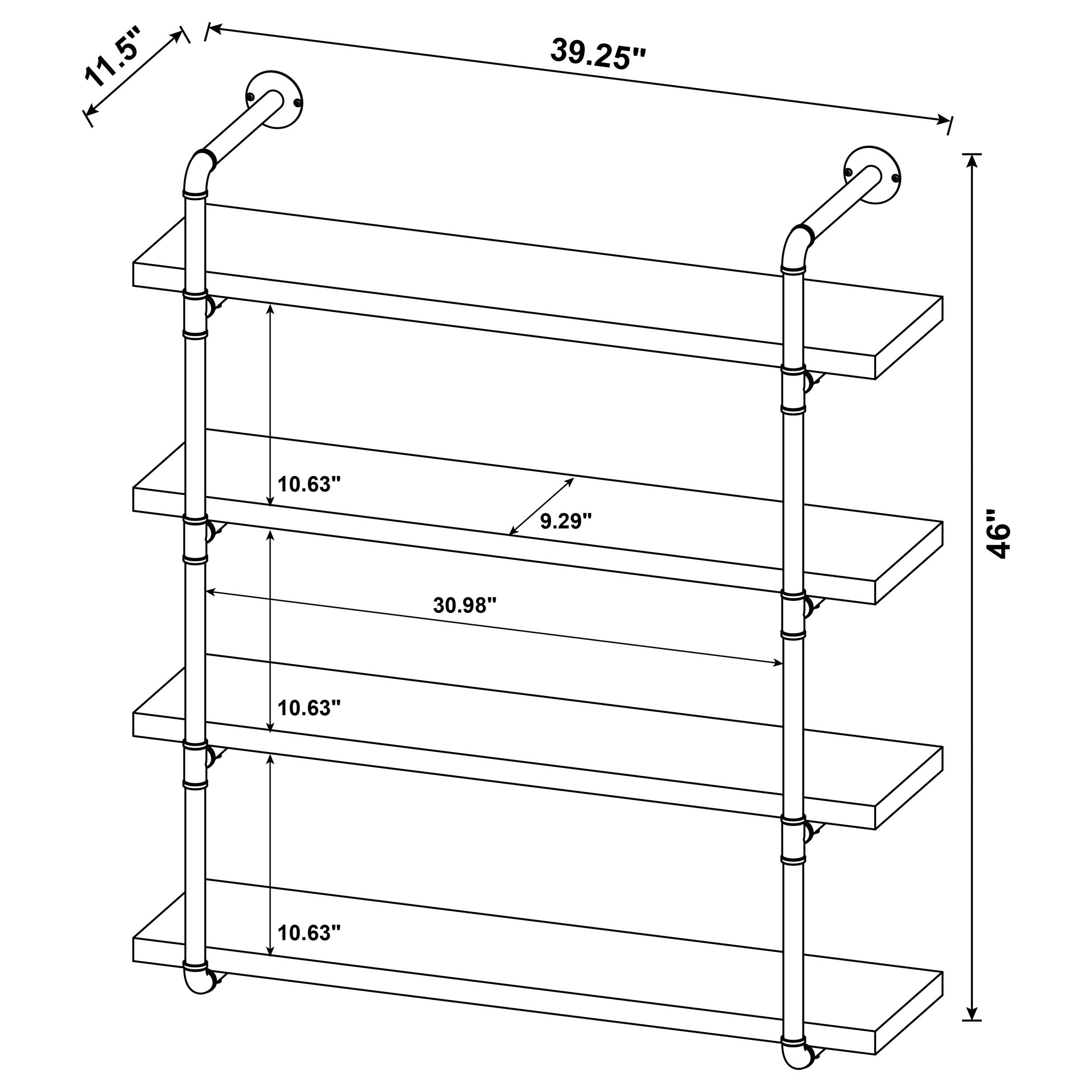 Elmcrest 39-inch 4-shelf Wall Bookshelf