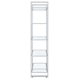 Hartford 79-inch 5-shelf Glass Bookshelf Chrome