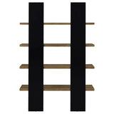 Danbrook 71-inch 4-shelf Bookshelf Black and Aged Walnut