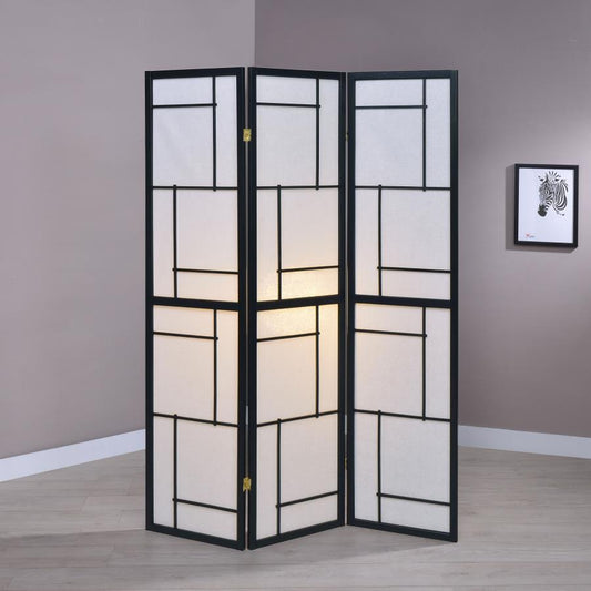 Damis 3-Panel Room Divider Folding Shoji Screen Black