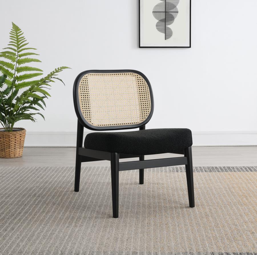 Rayo Rattan Cane Back Accent Chair with Padded Seat